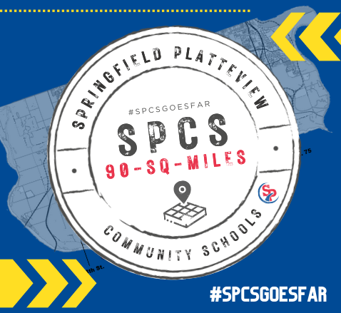 Springfield Platteview goes far the district is 90 mi.² in Sarpy County, which is indicated on the circle logo